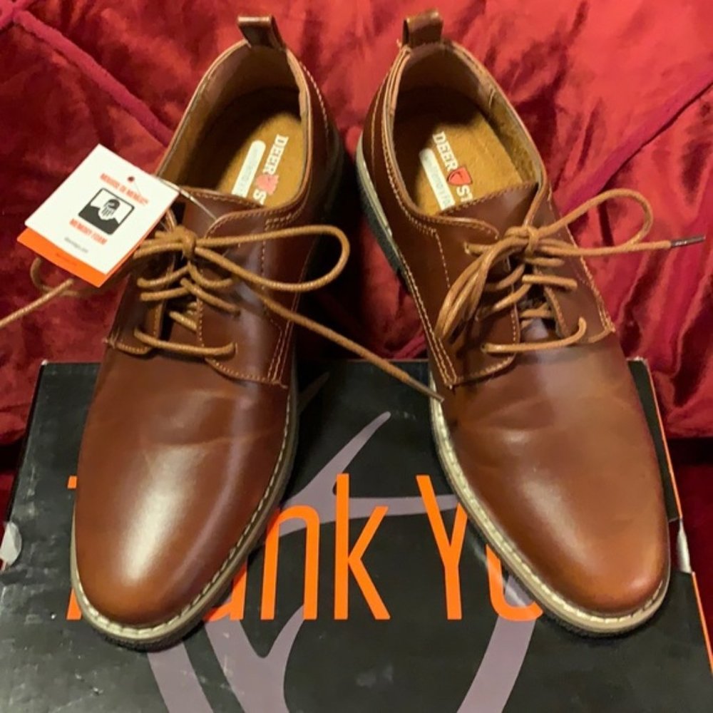Deer Stags Memory Foam Brown Dress Shoes Boy’s 5